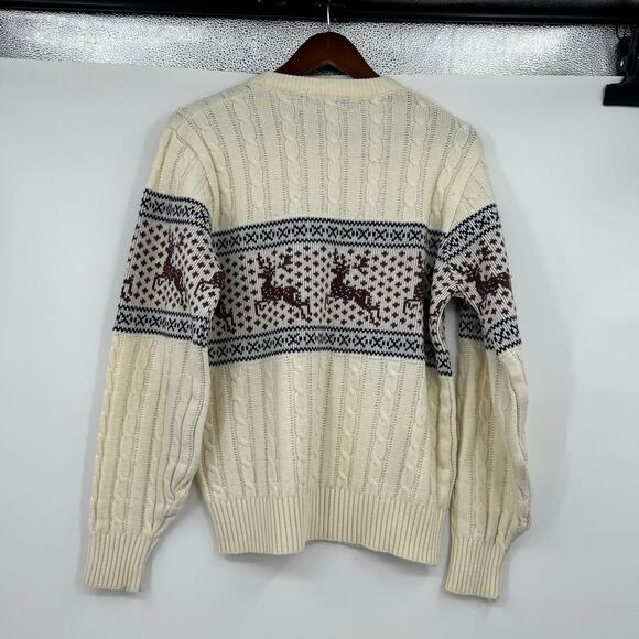 VINTAGE Peter England reindeer print knit pullover Christmas sweater size small - Picture 2 of 6